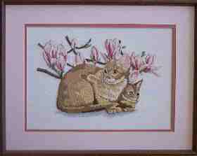 Cat with Magnolias